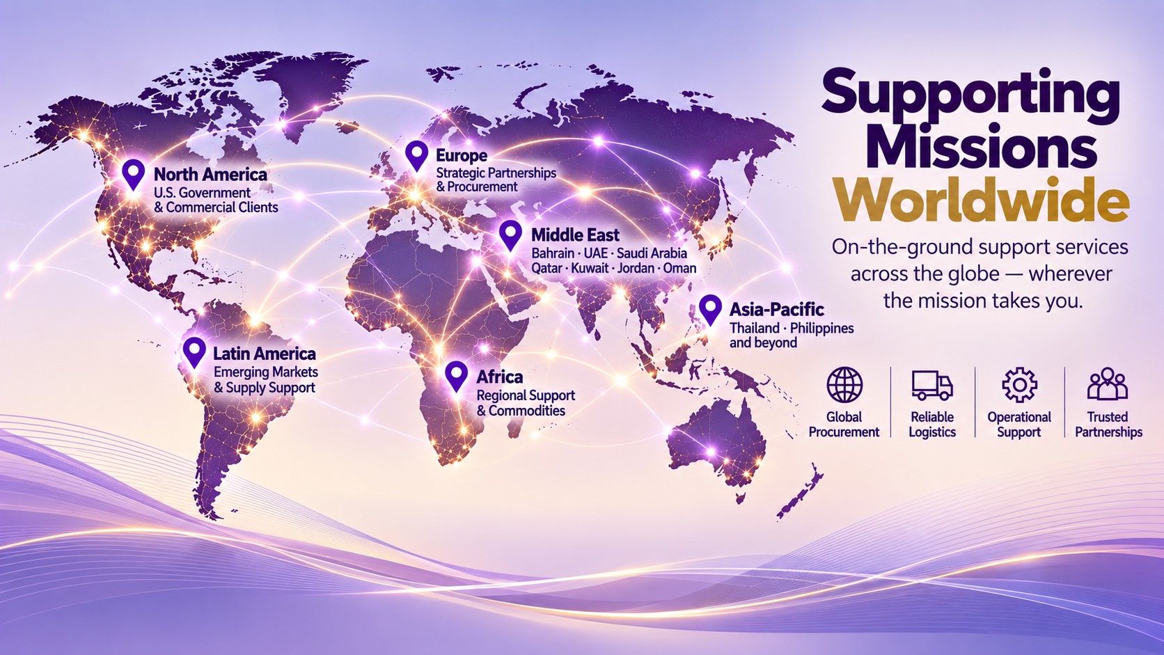 East Plum's global footprint — supporting missions across North America, Europe, the Middle East, Africa, Asia-Pacific and Latin America