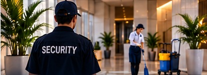 East Plum security and cleaning services team maintaining a facility